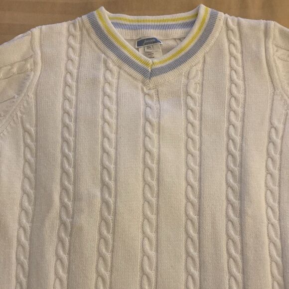 Jacadi Paris Girls V-Neck Cotton Sweater with Cable Design. Size 12A. - Picture 4 of 8